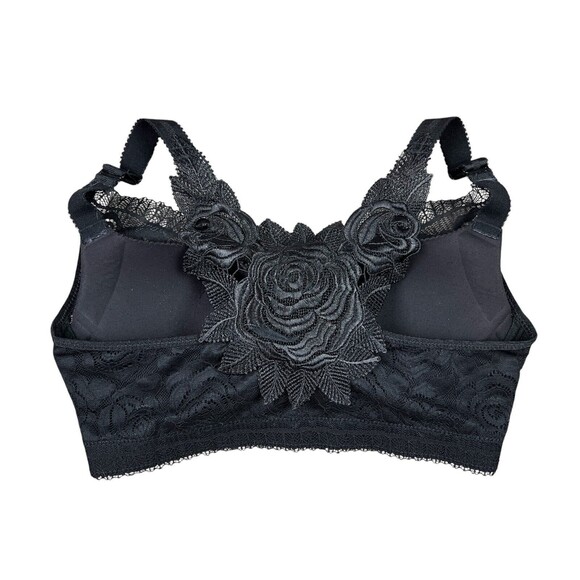Doosinki Comfort Floral Secret Rose Bra  Size 34  NWOT  Front Closure Black Lace - Picture 4 of 9